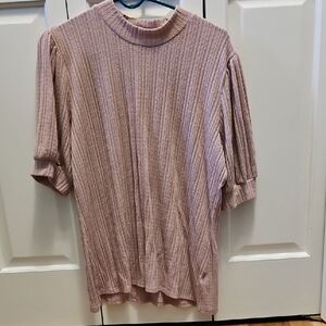 Lilac Ribbed Mock Tutleneck Knit Top
